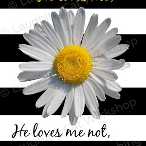 Hipster He Loves Me He Loves Me Not Print Daisy Art Funny Girl Art Cute ...