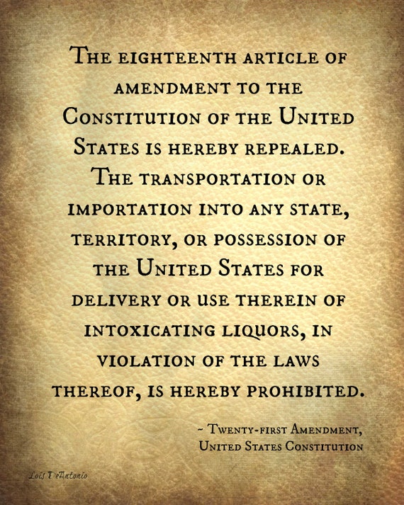 21st Amendment Constitution Art Print Prohibition Liquor Alcohol Lawyer  Attorney Pub Bar Man Cave Decor Free History Back to School Poster - Etsy