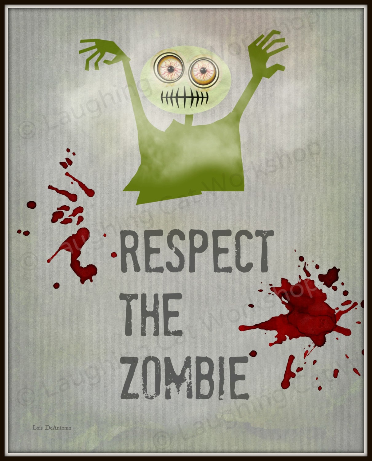 Funny Zombie Wall Art, Creepy Zombies Art, Respect the Zombie, Teen Boy Girl Dorm Decor, Zombie