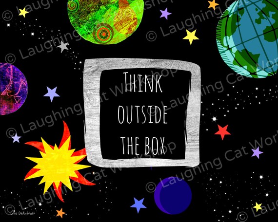 Think Outside Box Solar System Planet Art Inspiration Success Leadership Education Back To School Teacher Poster Office Decor Nursery Decor