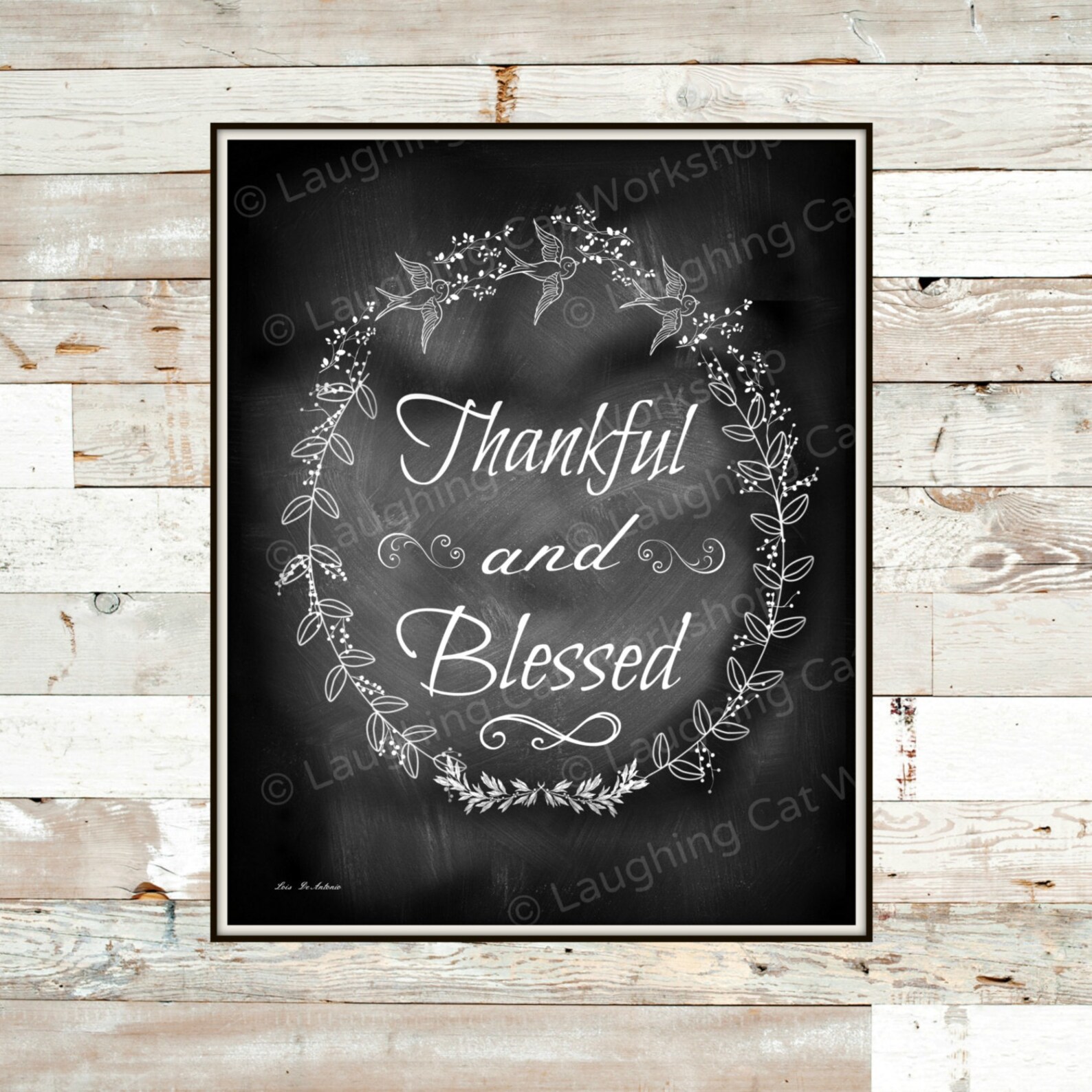 Thanksgiving Decor Thankful Blessed Family Wall Art Chalkboard Style