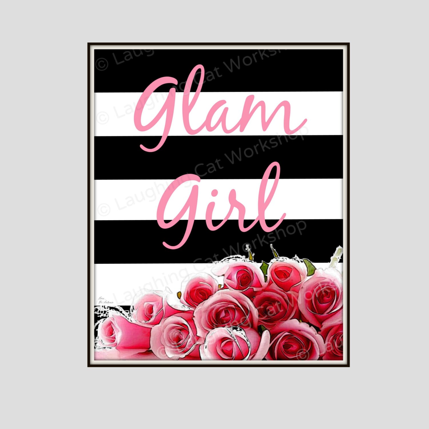 Glam Girl Hipster Teen Girl Dorm Room Decor Black And White Bathroom Decor Primping Girl Quote Print Girl Bedroom Art Girly Girl Art Print