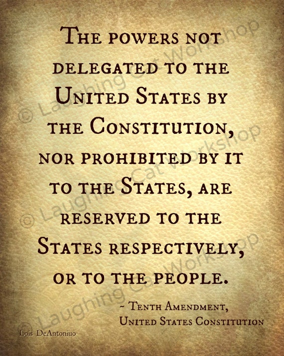 Tenth 10th Amendment US Constitution Art Print Federal State Etsy UK