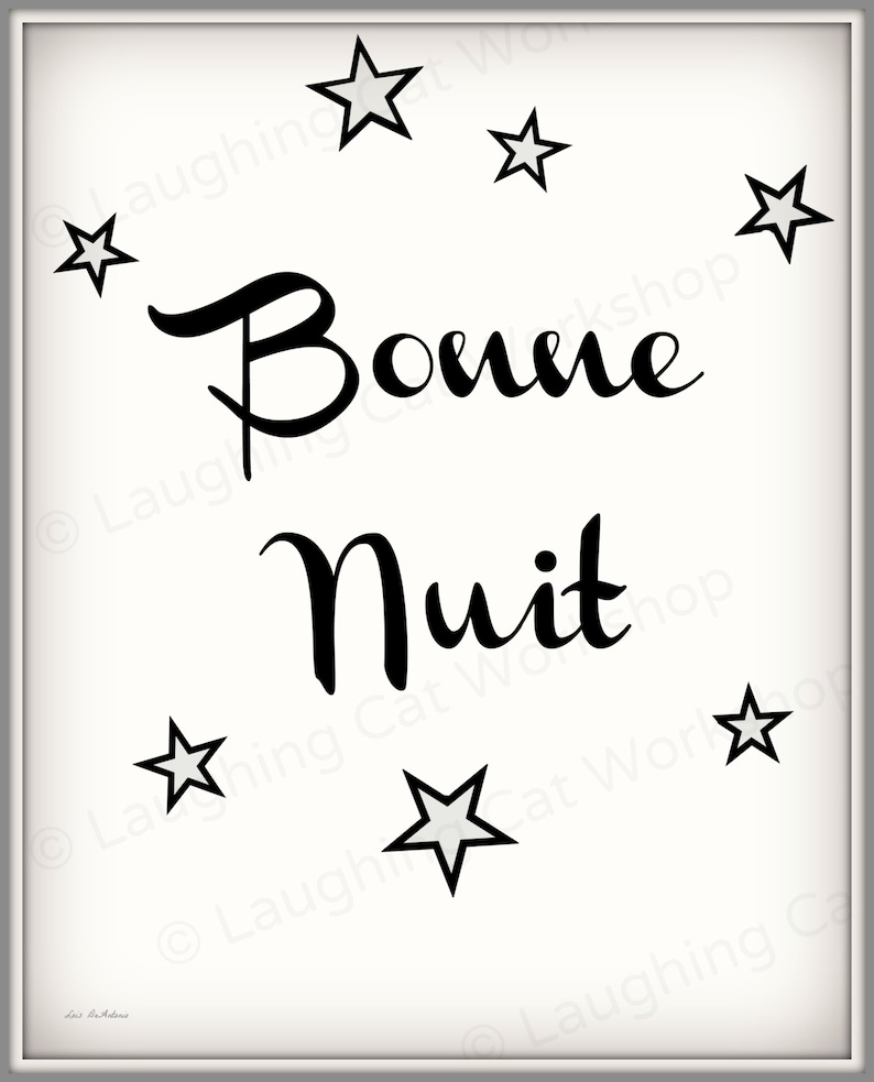 Bonne Nuit Good Night Print Cute Baby Print Cute Baby Quote Wall Art ...