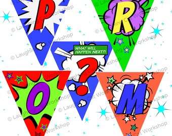 Prom Download promposal printable prom sign comics prom invite Ask to prom banner junior prom senior prom girlfriend funny prom invitation