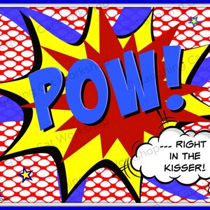 Funny comic print pop art print Pow superhero print super hero wall art boys room wall decor Jackie Gleason print