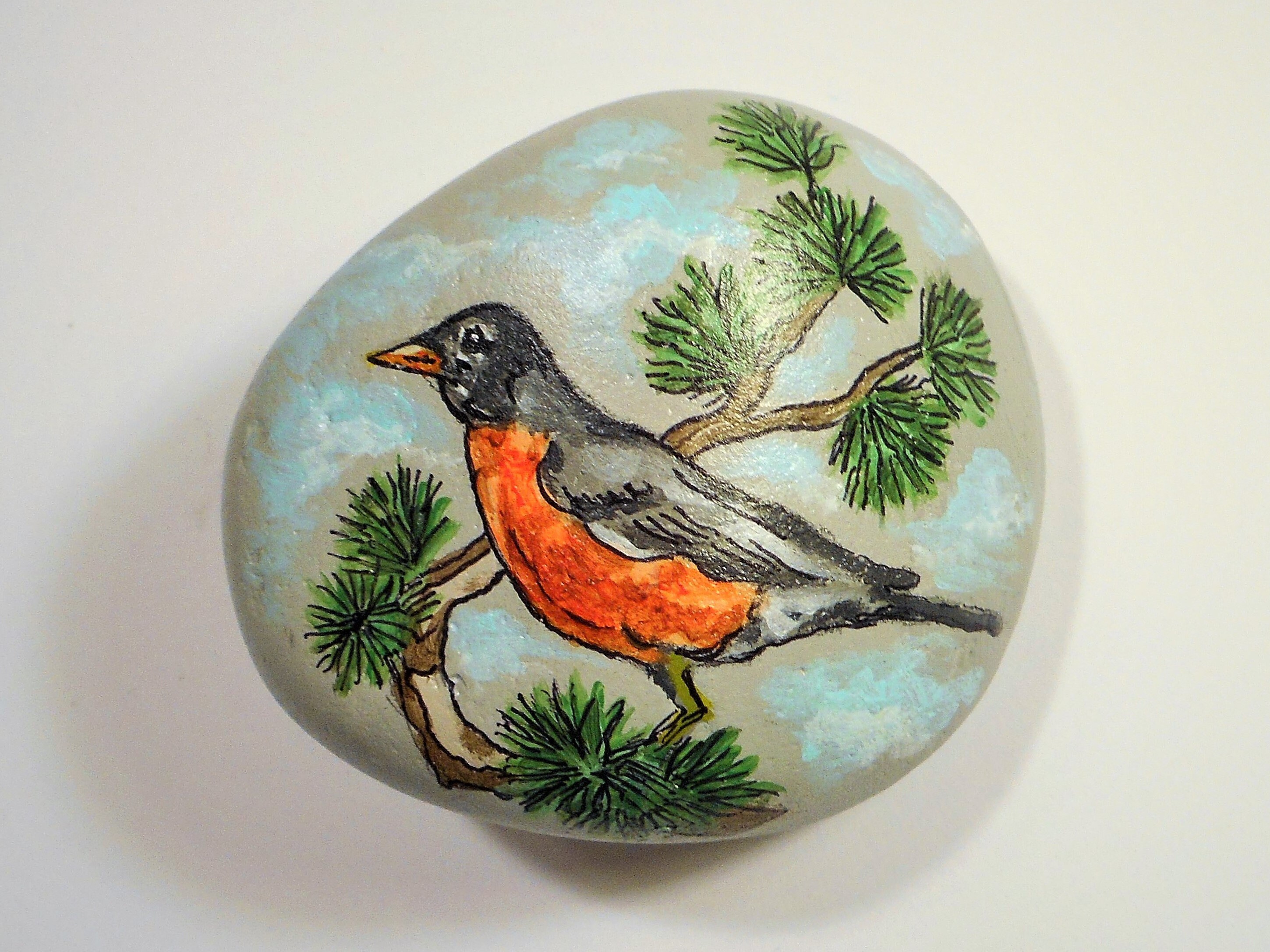 Painted Rock Painted River Stone Birds Robins Set of 2 Etsy