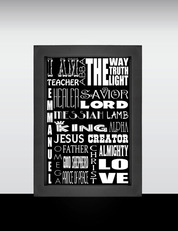 Items similar to Modern Word Art, God Names, Subway Art ...