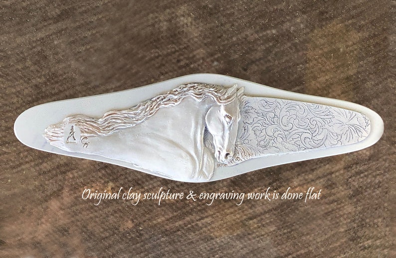 Stallion Cuff Bracelet, Friesian Horse head in high relief, handmade image 4