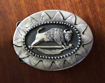 Buffalo Belt Buckle, Native inspired, this is the artist's interpretation of the 'White Buffalo Legend'.