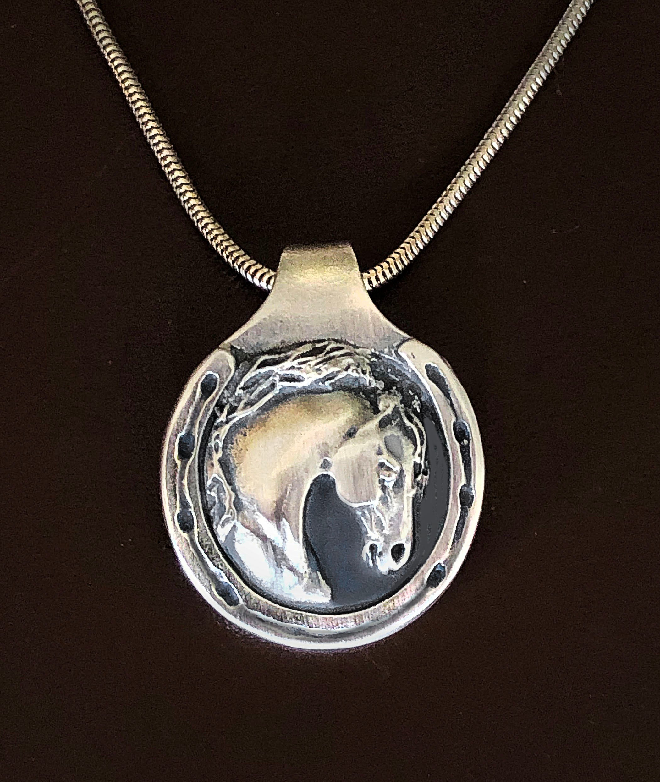 Horseshoe With Horse's Head Unisex Pendant 1 1/4 Inch Etsy Australia