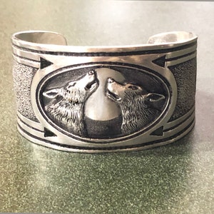 Wolf Bracelet Feed the Good Wolf Cuff Bracelet in Silvery - Etsy