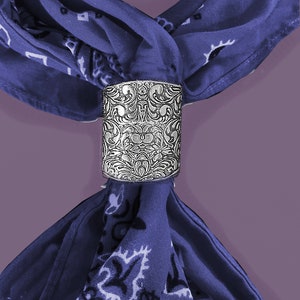 Scarf Slide with Western Saddle detail, polished pewter