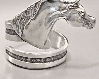 Horse Lady Gifts home and living decor, Arabian Horse Napkin Ring gift set of 4 in silvery pewter