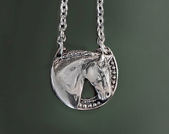 Draft Horse Pendant-Charm, in polished pewter