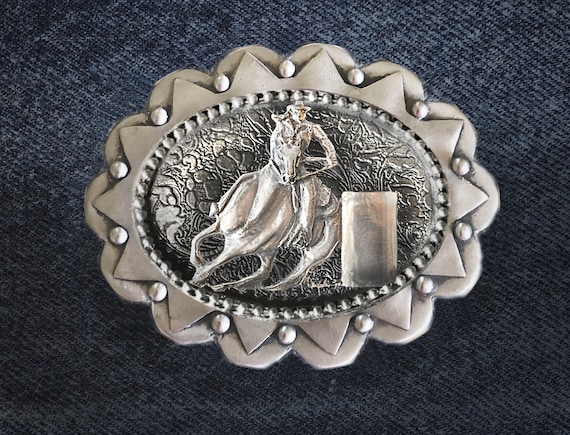 The Barrel Racer , Western Concho Girls Belt Buckle in 