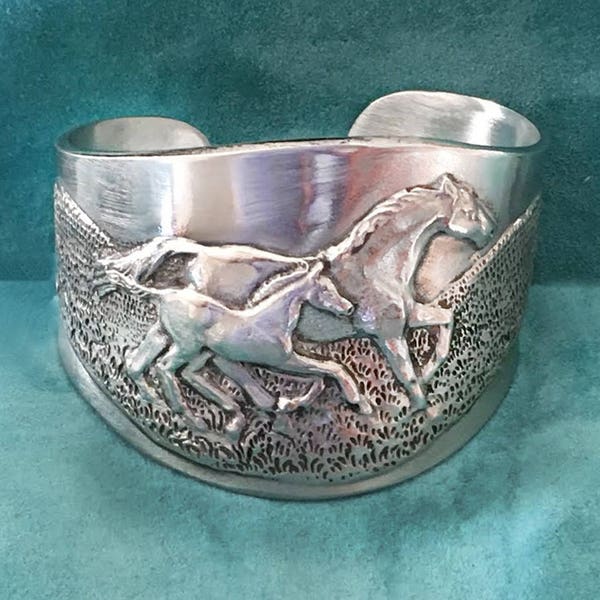 Horse Lady Gifts Mare & Foal cuff bracelet