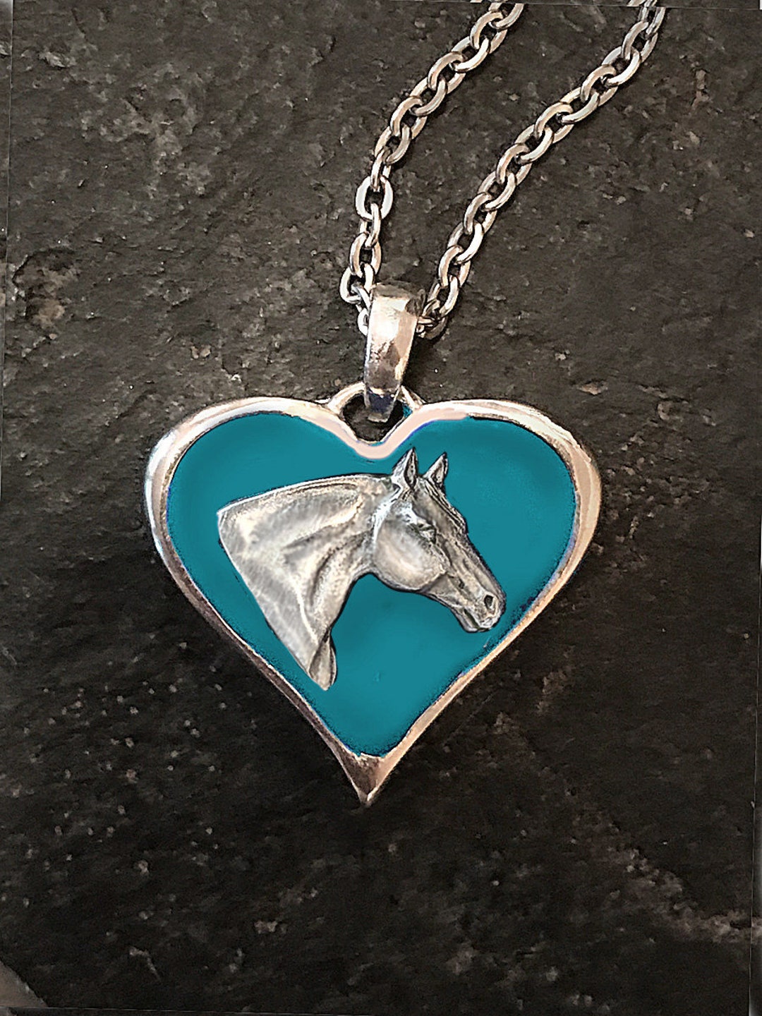 Quarter Horse Heart Necklace in Mirror Polished Pewter With Etsy