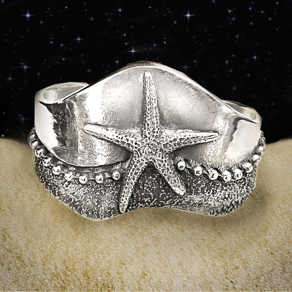 Starfish Wave bracelet in polished pewter