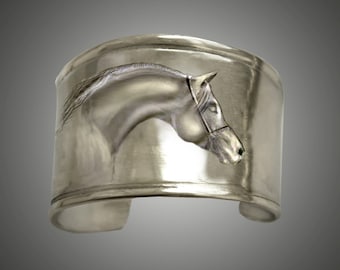 Arabian Horse Cuff bracelet sculpture, handmade USA
