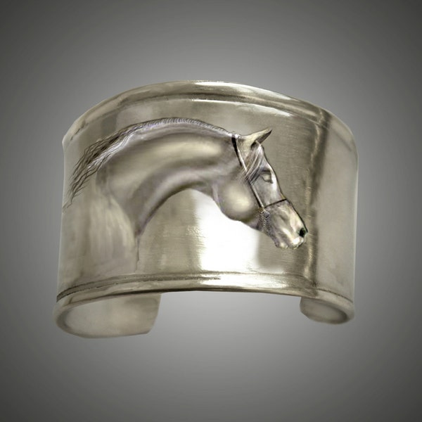 Arabian Horse Cuff bracelet sculpture, handmade USA