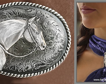 Quarter Horse Belt Buckle and Scarf Slide Set