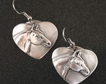 Quarter Horse heart earrings, hypoallergenic wires