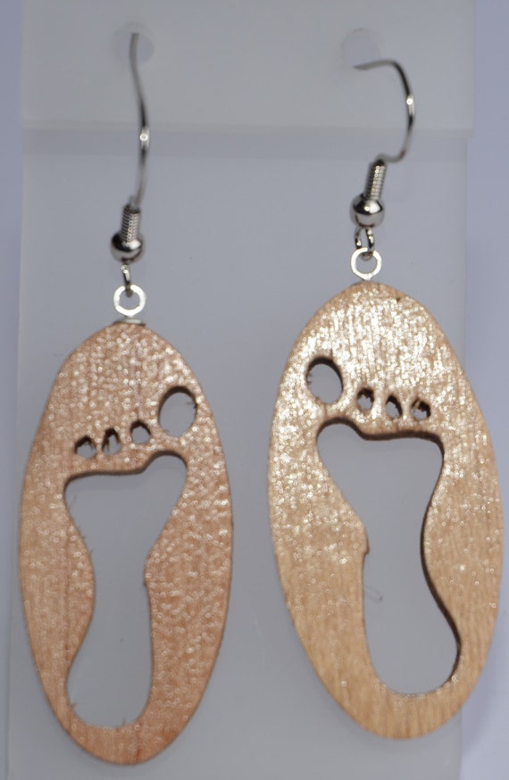 Footprint Oval Earrings Scroll Saw Etsy
