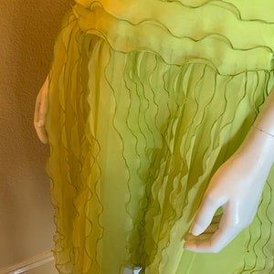 Lime Ruffled Silk Oscar de la Renta Cocktail Dress image 3