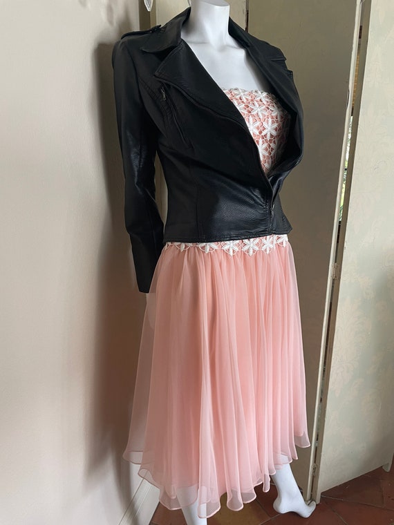 Estevez silk strapless dress with guipure lace de… - image 3