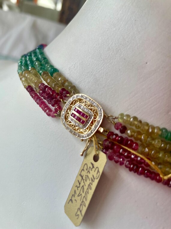 Ruby & Emerald Vintage Necklace - image 2