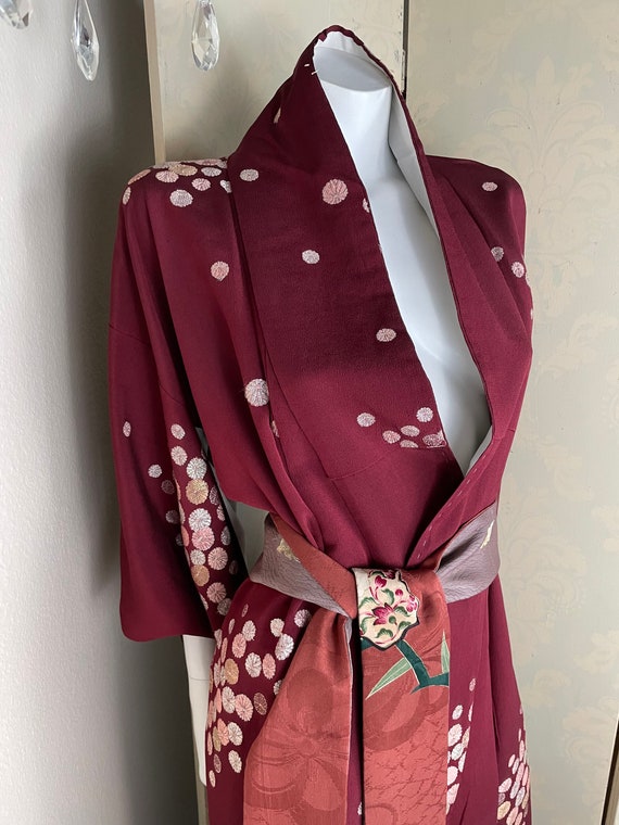 Beautiful vintage silk crepe Japanese Kimino - image 3