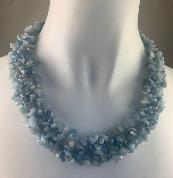 Pale Blue Raw Jadeite Necklace - image 1