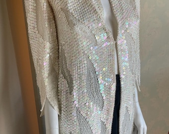 Roche of Paris fine silk jacket or blouse of pearly paillette & camisole