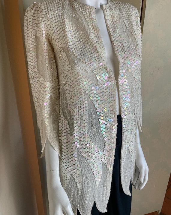 Roche of Paris fine silk jacket or blouse of pearl