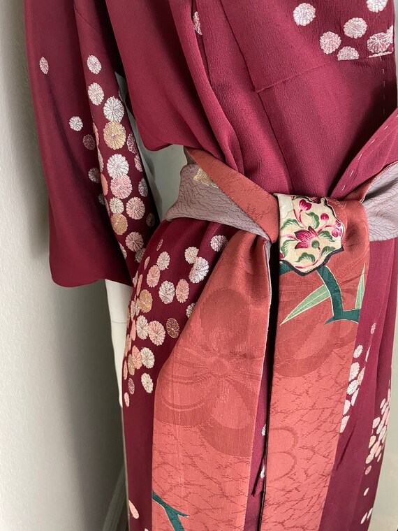 Beautiful vintage silk crepe Japanese Kimino - image 4