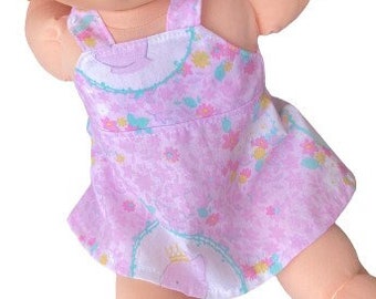 PRINTEMPS ! Vêtements de poupée avec patch chou 40 cm. Convient à une poupée fille. Robe style pull à imprimé fleurs et lapin rose