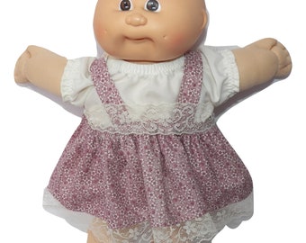 Cabbage Patch Doll Clothes Fits 14 Inch Doll or Preemie White Yellow Dress and Hat