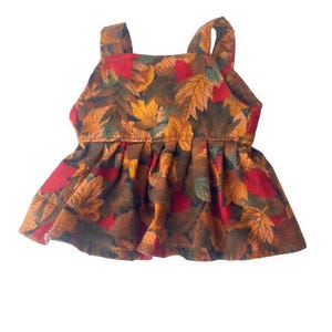 12-13&quot; inch, FALL/ AUTUMN! Brown Leaf Print Dress Doll Clothes Fits Cabbage Patch Toddler Girl Dolls. No Doll! Thanksgiving Doll Clothes