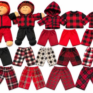 Choose , Cabbage Patch Clothes, Fits 16" Boy Doll, MIX and MATCH. Fall Red Black Collection. Hooded Zip Jacket, Pants, T-shirt