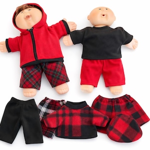 FALL, Cabbage Patch Clothes, Fits 14” Boy/ Preemie, MIX and MATCH, Red Black Collection Wardrobe.Choose Pants, Zip Jacket,Sweatshirt,T-shirt