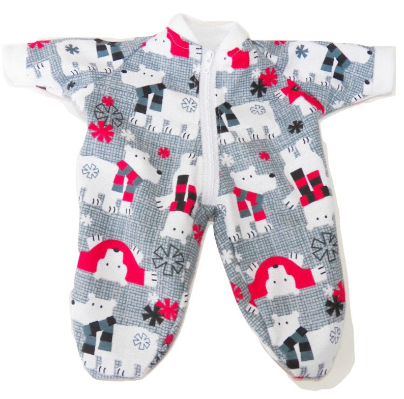 Bitty Baby Doll Clothes Sleeper Red Bear Flannel Pajamas No Doll