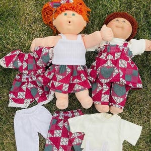 Cabbage Patch Clothes, Fits 16 Inch Girl Doll, Red Patchwork Heart. Mix and Match. Collection. Choose