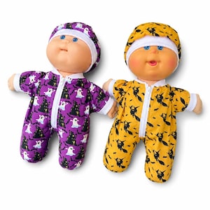 HALLOWEEN, Cabbage Patch Clothes, Fits 12-13" Boy Dolls, Choose, Pajamas & Hat, Mustard  Witch, Purple Ghost Haunted House, Spooky Harvest