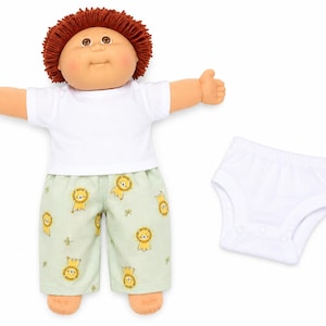 Cabbage Patch Clothes, Fits 16 Inch Boy Doll, Outfit, MIX and MATCH. Choose White T-shirt, Underwear, Green Lion Pants
