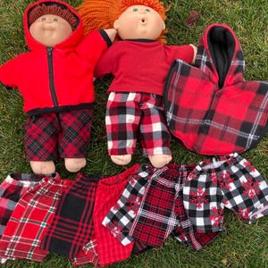 Cabbage Patch Clothes, Fits 16" Boy Doll, MIX and MATCH. Choose Red Black Collection. Hooded Zip Jacket, Pants, T-shirt