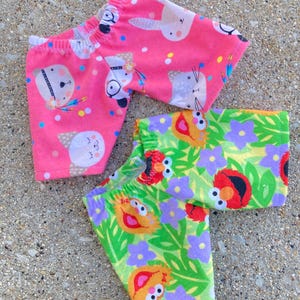 Cabbage Patch Clothes, Fits 14 inch Girl/ Preemie Doll, MIX and MATCH. CHOOSE. Flannel Pants, Cartoon Print, Bunny Cat Dog, Pink, Green