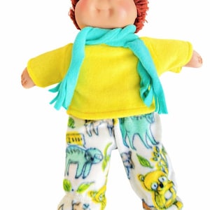 Cabbage Patch Clothes, Fits 16" Boy Doll, Yellow Sweatshirt, Lemur Footed Pants, Scarf