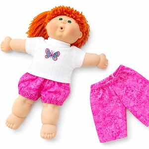 Cabbage Patch Clothes, Fits 16 Inch Girl Doll, Butterfly Blossom Collection, MIX and MATCH, Pink Pants, Bloomers, White Embroidered T-shirt
