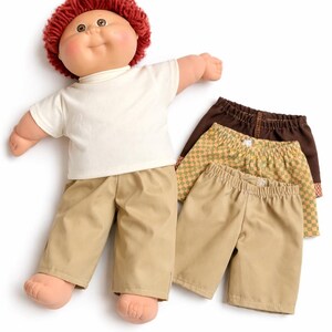Cabbage Patch Clothes. Fits 16" Boy Doll. MIX and MATCH Khaki Ivory Brown Collection, Shorts, Pants, T-shirt